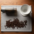 Pour Over Coffee Preparation: Beans, Dripper, and Grinder Royalty Free Stock Photo