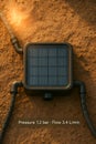 Solar Powered Drip Irrigation Pump on Sandy Soil with Pressure 1.2 Bar and Flow 3.4 L min Royalty Free Stock Photo
