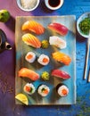 Top-down view of sushi meal Royalty Free Stock Photo