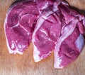 Top down view of fresh lamb steaks