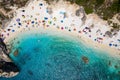 Top down view to the small Agiofili Beach on the south side of Lefkada island, Greece,
