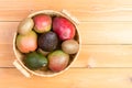 Top down view of tropical fruit basket Royalty Free Stock Photo