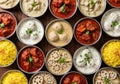 A Delicious Assortment of Indian Curries and Rice Dishes Royalty Free Stock Photo
