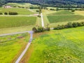 Drone pitchfork on the road along vineyards in virginia Royalty Free Stock Photo