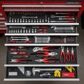 The top drawers include socket wrenches ratchets and screwdriver Royalty Free Stock Photo