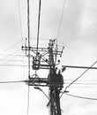 Top electric pole in monochrome