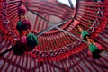 Top of the ethnic nomadic house yurt interior typical dwelling in Central Asia in the past with beautiful decoration