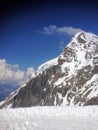 Incredible snow covered mountain scenery on top of the mount Jungfrau in Switzerland 5.6.2015 Royalty Free Stock Photo