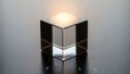 On the top face of the cube with light refracting through its transparent Royalty Free Stock Photo