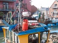 Top of fishing boat with red gas canister Royalty Free Stock Photo