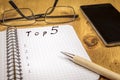 Top five list concept