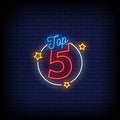 Top Five Neon Signs Style Text Vector