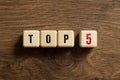 Top 5 , five - word concept on building blocks, text Royalty Free Stock Photo