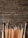 flat view of Pottery art tools, manual craft work concept