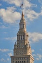 Top floors and spire of Terminal Tower in Cleveland, Ohio