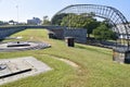 Top of Fort Wall with steps down to Fort Interior. Hampton VA, USA. October 4, 2019.