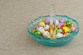 Glass, easter basket of candy Royalty Free Stock Photo