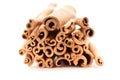 Top front view of Raw Organic Cinnamon sticks (Cinnamomum verum). Royalty Free Stock Photo