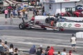 Top fuel dragster on the race track at the starting line