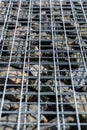 Top of a gabion stone cage.. Royalty Free Stock Photo