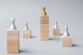 Top of golden chess pawn pieces or leader businessman. victory, leadership, business success, team, recruiting, and teamwork Royalty Free Stock Photo