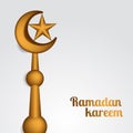 Top golden roof decoration crescent and star realistic islamic event ramadan kareem and mubarak