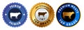 Top grade premium meats beef cow butcher symbol of top grade crown badge label blue golden