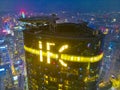 The top of Guangzhou International Finance Center in the evening