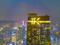 The top of Guangzhou International Finance Center in the evening Royalty Free Stock Photo