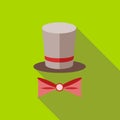 Top hat and bow tie icon, flat style Royalty Free Stock Photo