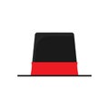 Top hat concept flat clothing headdress vector icon. Flat vintage black and red magic accessory cylinder gentleman