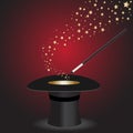 Top hat magic wand with stars Royalty Free Stock Photo