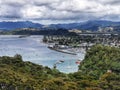 A top-hill view on Whitianga on Coromandel Peninsula in New Zealand Royalty Free Stock Photo