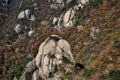 Top of the hills at Mount Jiuhua, Nine Glorious Mountains Royalty Free Stock Photo