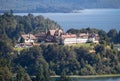 Top horizontal view of the Llao Llao Hotel in Bariloche, Argentina Royalty Free Stock Photo