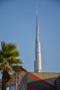 The top of the iconic skyscraper Burj Khalifa at day time