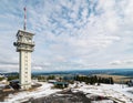 Top of the Klinovec mountain rectangular broadcasting tower Royalty Free Stock Photo