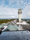 Top of the Klinovec mountain rectangular broadcasting tower Royalty Free Stock Photo