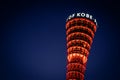 Top of Kobe Port Tower lighten up at night for Japan Kansai travel concept