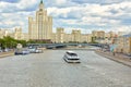 It is a top landmark of the city. Panorama of the Moscow center with Moskva River. Beautiful cityscape of Moscow in
