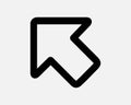 Top Left Arrow Line Icon Northwest Exit Escape Route Path Road Symbol Traffic Sign Navigation Direction Location Turn Bend Vector