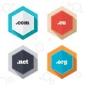 Top-level domains signs. Com, Eu, Net and Org Royalty Free Stock Photo