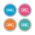 Top-level domains signs. Com, Eu, Net and Org. Royalty Free Stock Photo