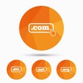 Top-level domains signs. Com, Eu, Net and Org. Royalty Free Stock Photo