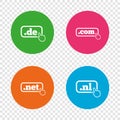 Top-level domains signs. De, Com, Net and Nl. Royalty Free Stock Photo