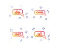Top-level domains signs. De, Com, Net and Nl. Vector Royalty Free Stock Photo