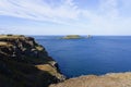 From the top of limestone cliffs to Worms Head island Royalty Free Stock Photo