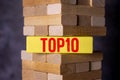 Top 10 List, business motivational inspirational quotes, words typography top view wooden lettering concept. Royalty Free Stock Photo