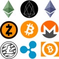 Top 10 main cryptocurrency logos in color