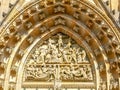 Top of main portal of the St. Vitus Cathedral, Prague Royalty Free Stock Photo